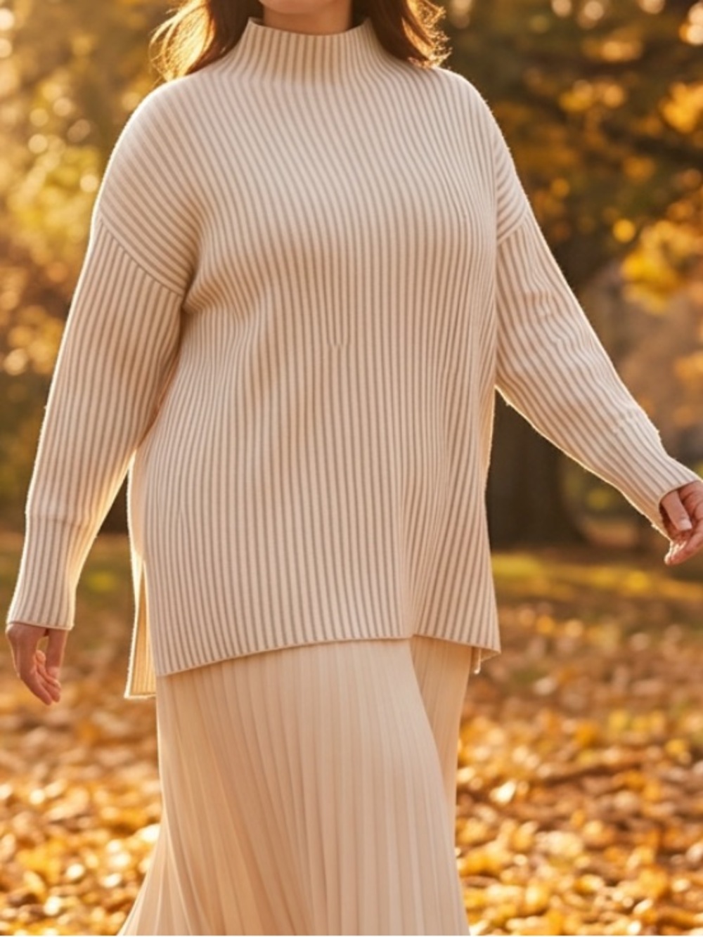 Plus Size 1x Rachel Zoe cream and Beige Collar Long sleeve Sweater